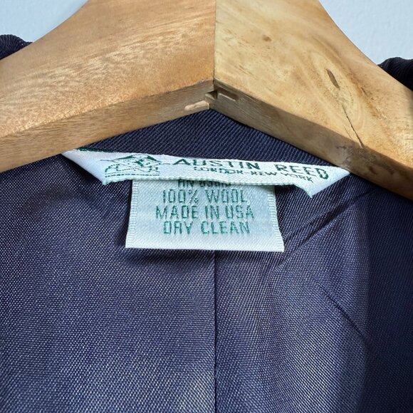 Vintage Austin Reed Wool Blazer Jacket Women's 12 Blue Formal Career Interview - Picture 7 of 12